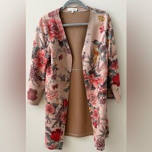 Anthropologie / Solitaire Pink Floral Open Kimono Size Medium